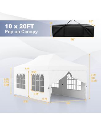 10 x 20FT Pop up Canopy Outdoor Canopy Tent with 6 Sidewalls Carrying Bag