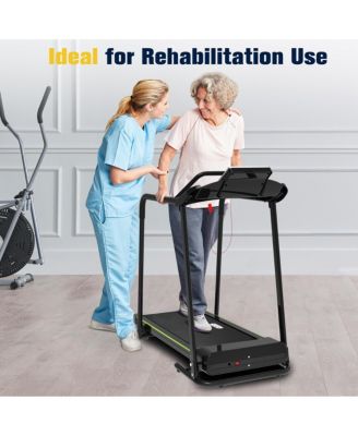 Senior Treadmill with Long Side Handrails, 300lbs Capacity, LED Display & Heart Rate Sensor, Safe Walking Treadmill for Elderly