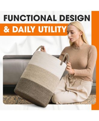 Large Laundry Hamper (15x19.7") - 3 Tone Tan