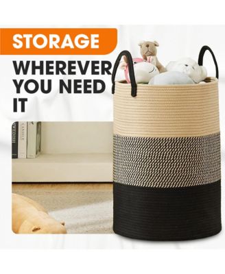 Large Laundry Hamper (15" x 19.7") - 3 Tone Black/Gray/Tan