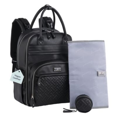 Premium Faux Leather Diaper Bag Backpack Spacious