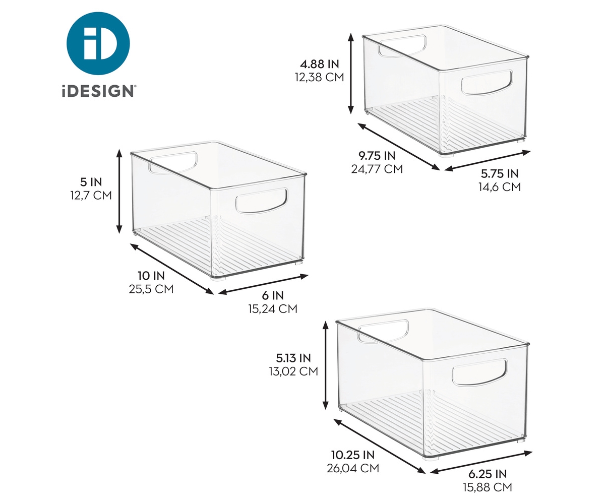 iDesign Plastic Storage Bins with Handles - Set of