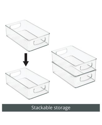 Plastic Stackable Pantry Bins with Handles, 3 Pack, Clear, Made in USA