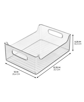 Plastic Stackable Pantry Bin with Handles, Clear, Made in USA