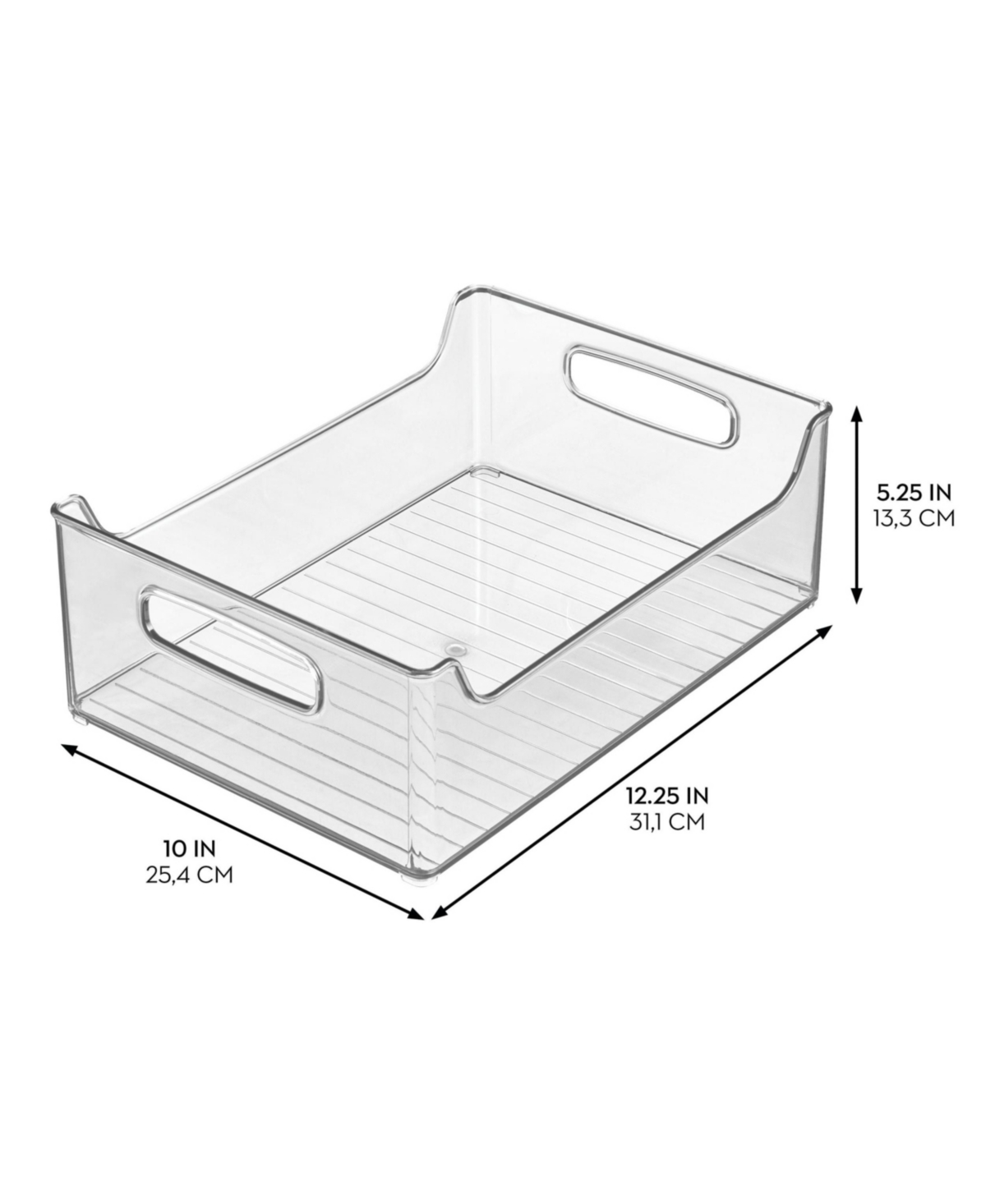 iDesign Plastic Stackable Pantry Bin with Handles, Clear, Made in Usa