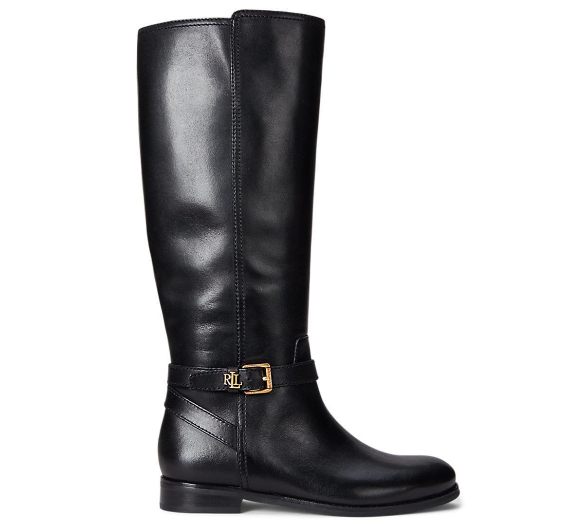 Ralph Lauren Women's Brooke Ii Burnished Leather Tall Boots In Black