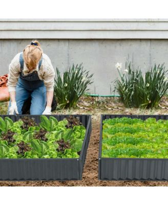 3-Tier Raised Garden Bed,47" x 47" x 24" Metal Outdoor Elevated Planter Box