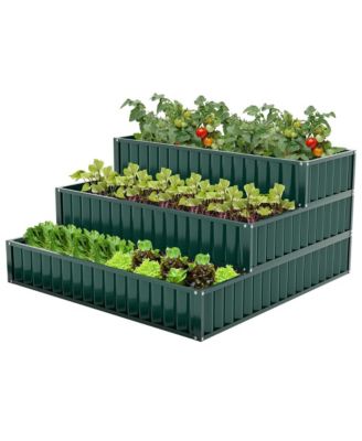 3-Tier Raised Garden Bed,47" x 47" x 24" Metal Outdoor Elevated Planter Box