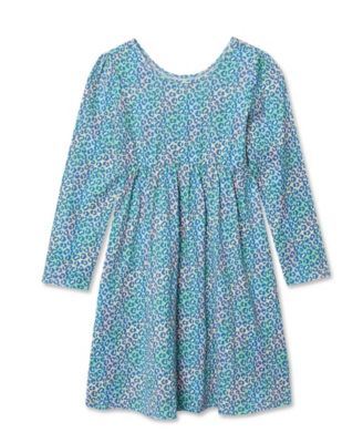 Girls Long Sleeve Gathered Waist Jersey Dress