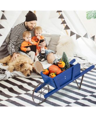 Wooden Wagon Planter Decorative Indoor/Outdoor Rustic Flower Cart w/Wheel 27.5'' x 10.5'' x 11.5'' (L x W x H)