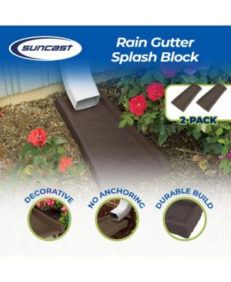 Outdoor Decorative Rain Gutter Downspout Splash Block, Java (2 Pack)