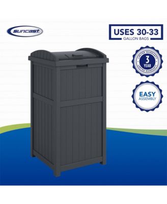 Suncast 30 Gallon Hideaway Trash Waste Bins for Outdoor, Cyberspace (2 Pack)