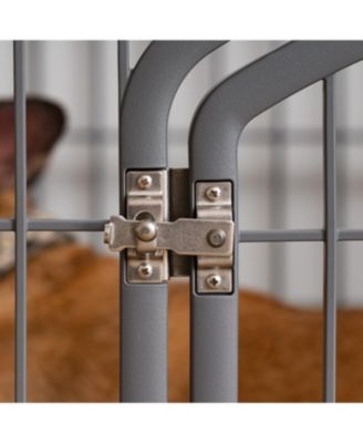 24" Exercise 4-Panel Pet Playpen with Door, Dog Playpen, Puppy Playpen, Small and Medium Dogs, Keep Pets Secure, Easy Assemble, Rust-Free, Heavy-Duty Molded Plastic, Customizable, Gray