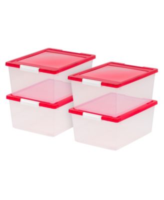 12 Qt. Plastic Holiday Storage Bins Containers with Lids, Clear - 4 Pack