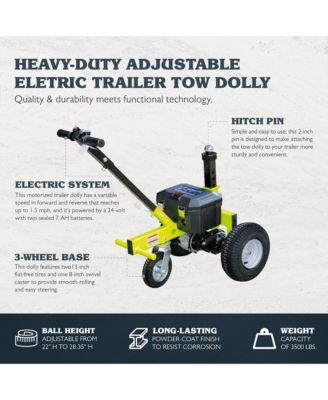 TMD-35ETD8 Adjustable 3500 Lbs Capacity Electric Trailer Dolly, Green