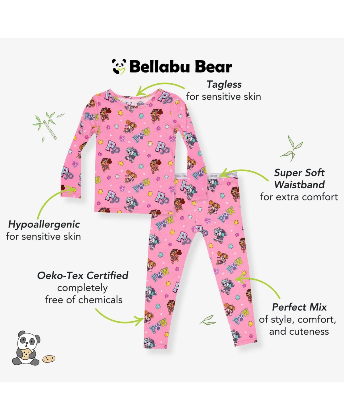Bellabu Bear Kids' Paw Patrol Varsity Pink Set Of 2 Piece Pajamas In Pink