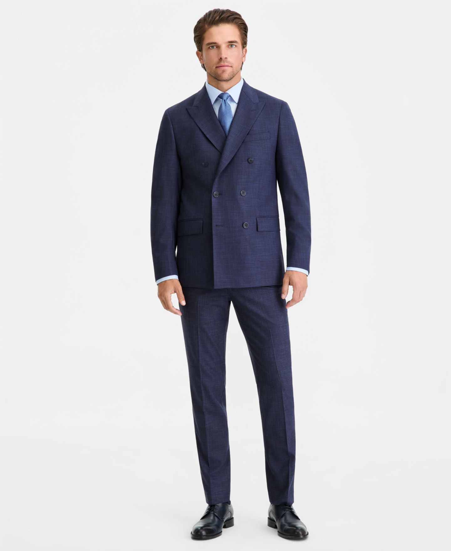 Мужские куртки Calvin Klein Slim-Fit Double-Breasted Suit Separates, цвет: Тёмный синий — фото 5