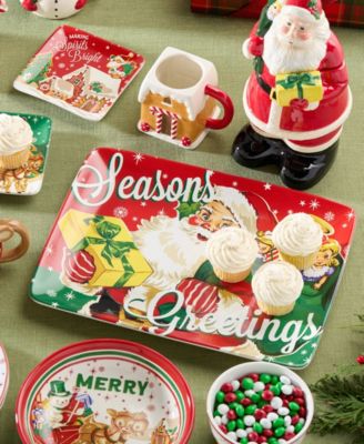 Santa's Retro Christmas Rectangular Platter