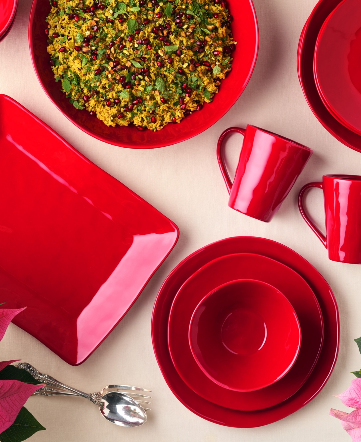 Certified International Berry Red Christmas Round Platter In Multi
