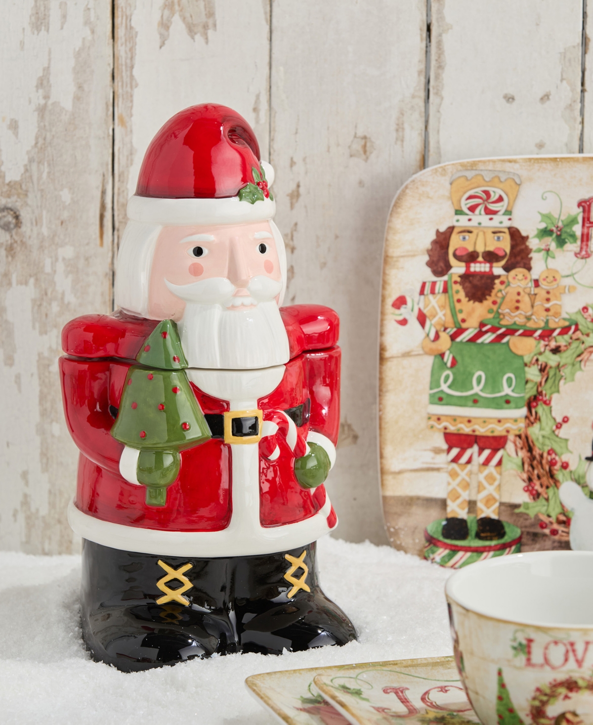 Certified International Nutcracker Parade 3-d Santa Cookie Jar In Red