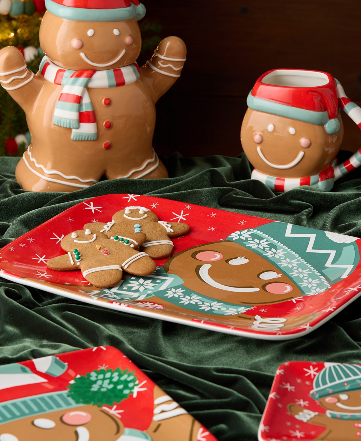 Certified International Christmas Whimsy Gingerbread Rectangular Platter In Multi