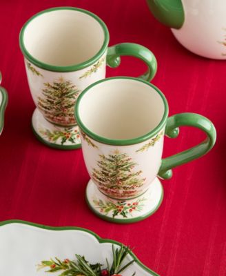 Holly Tree Mugs, Set of 4