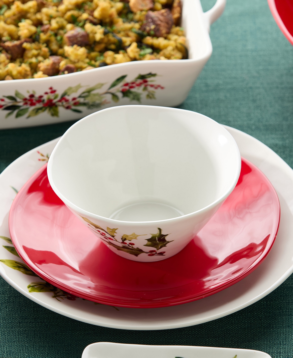 Certified International Holly & Vines Set Of 4 Ice Cream Bowls In White