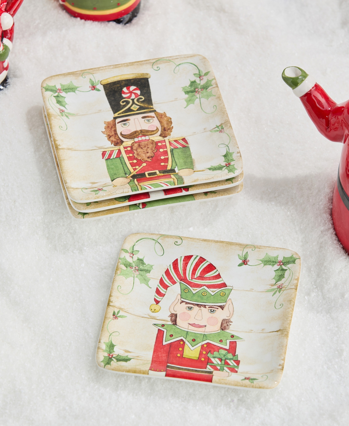 Certified International Nutcracker Parade Canape Plates, Set Of 4 In Multi