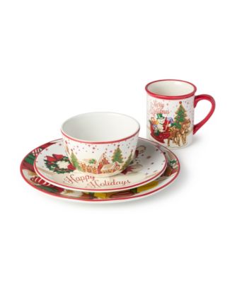 Santa's Retro Christmas 16-Pc. Dinnerware Set, Service for 4