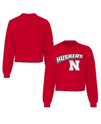 Spirit Jersey - Women's Scarlet Nebraska Huskers Slouchy Cropped Long Sleeve T-Shirt