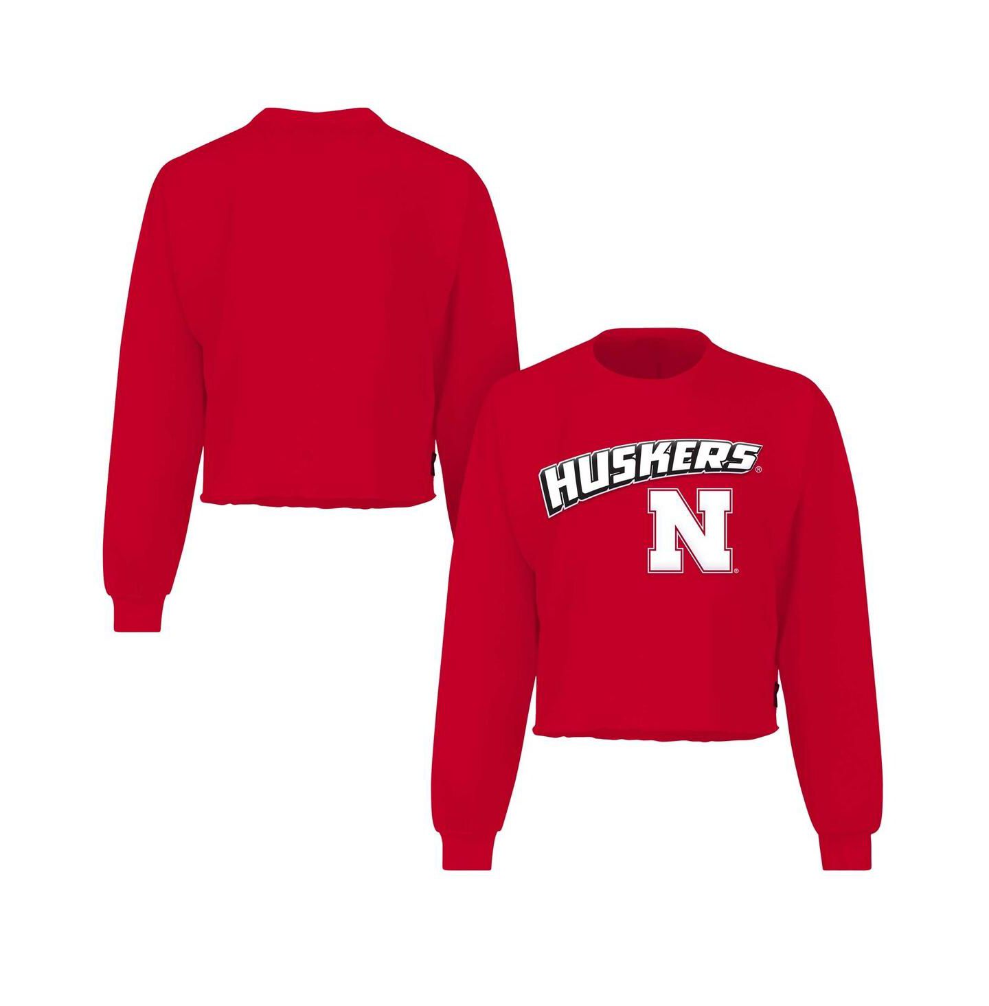 Женская футболка Spirit Jersey Scarlet Nebraska Huskers Slouchy Cropped Long Sleeve — фото 1