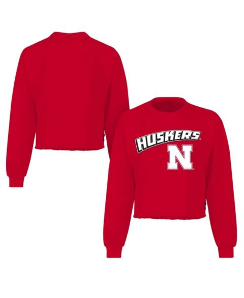 Женская футболка Spirit Jersey Scarlet Nebraska Huskers Slouchy Cropped Long Sleeve