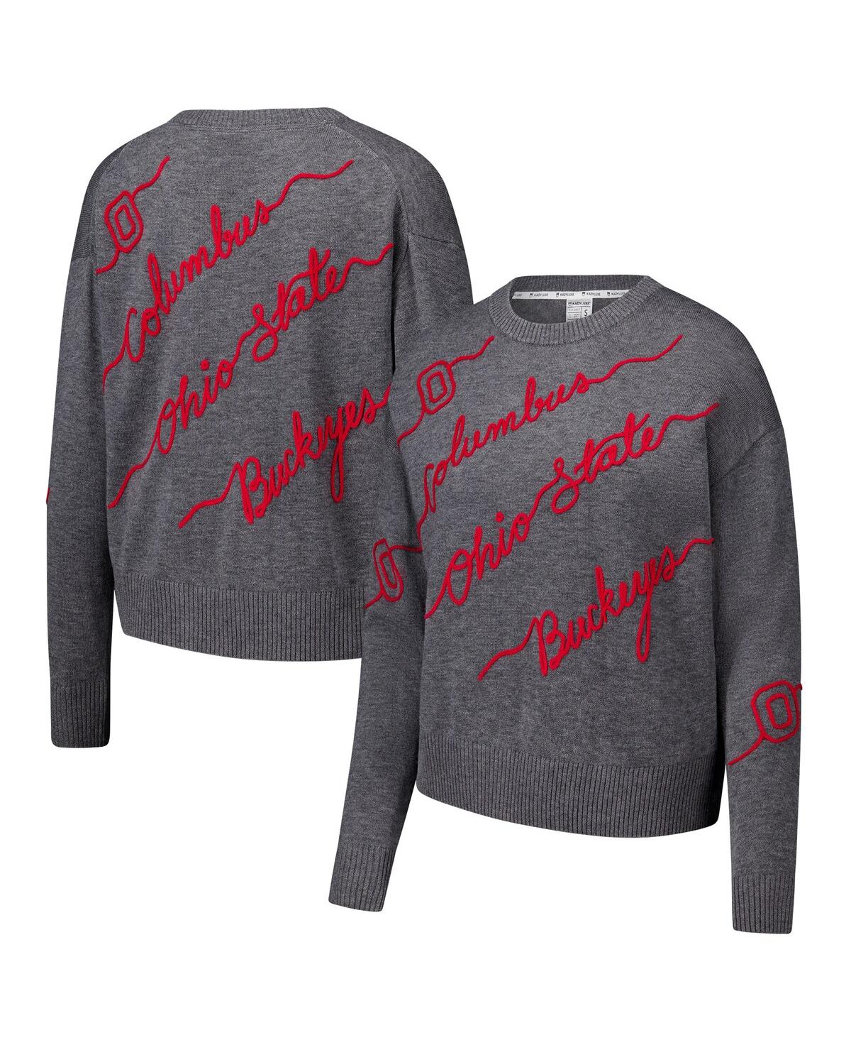 Kadyluxe Gray Ohio State Buckeyes Love Note Embroidered Sweater In Gray