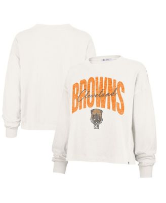 '47 Brand - Women's Cream Cleveland Browns Dawg Pound XL Muse Sydney Long Sleeve T-Shirt
