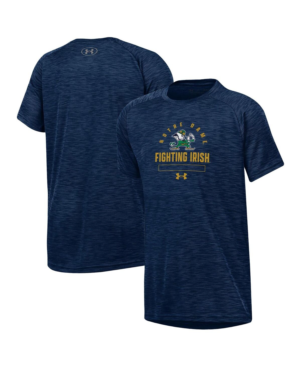 Under Armour Big Boys And Girls Heather Navy Notre Dame Fighting Irish Ultra Soft Rye Tech Performance T-shirt In Blue
