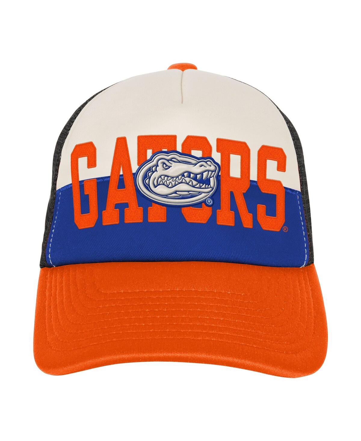 Outerstuff Big Boys And Girls Royal/cream Florida Gators Modern Fan Trucker Adjustable Hat In Red