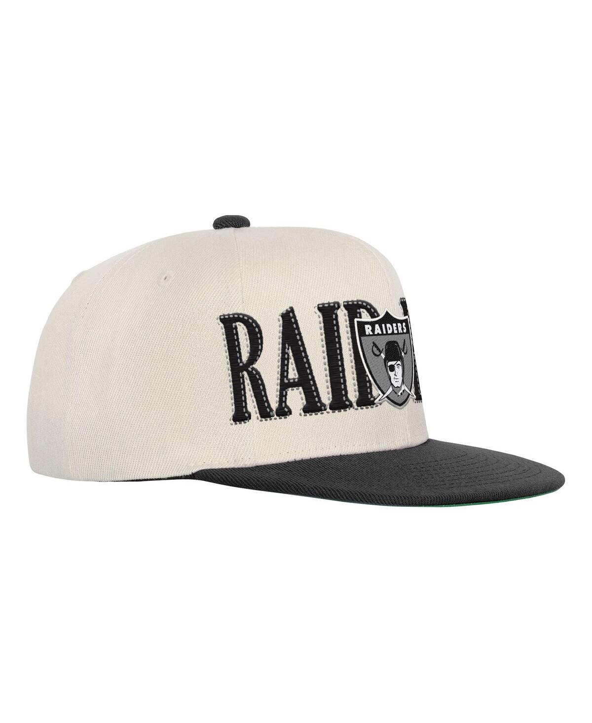 Mitchell & Ness Big Boys And Girls Cream/black Las Vegas Raiders Across The Board Vintage Snapback Hat In White