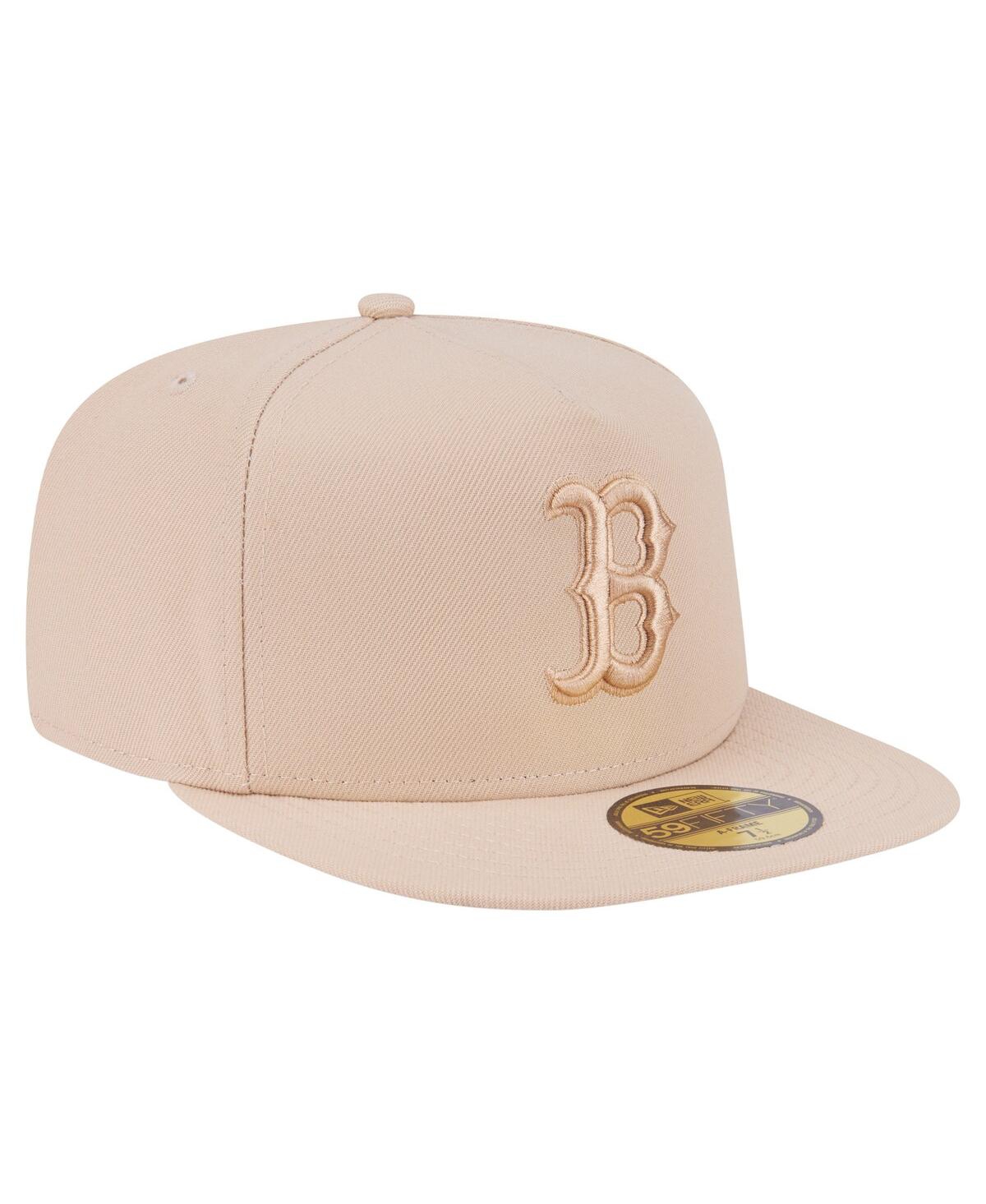 New Era Men's Light Beige Boston Red Sox Color Pack A-frame 59fifty Fitted Hat In Sand