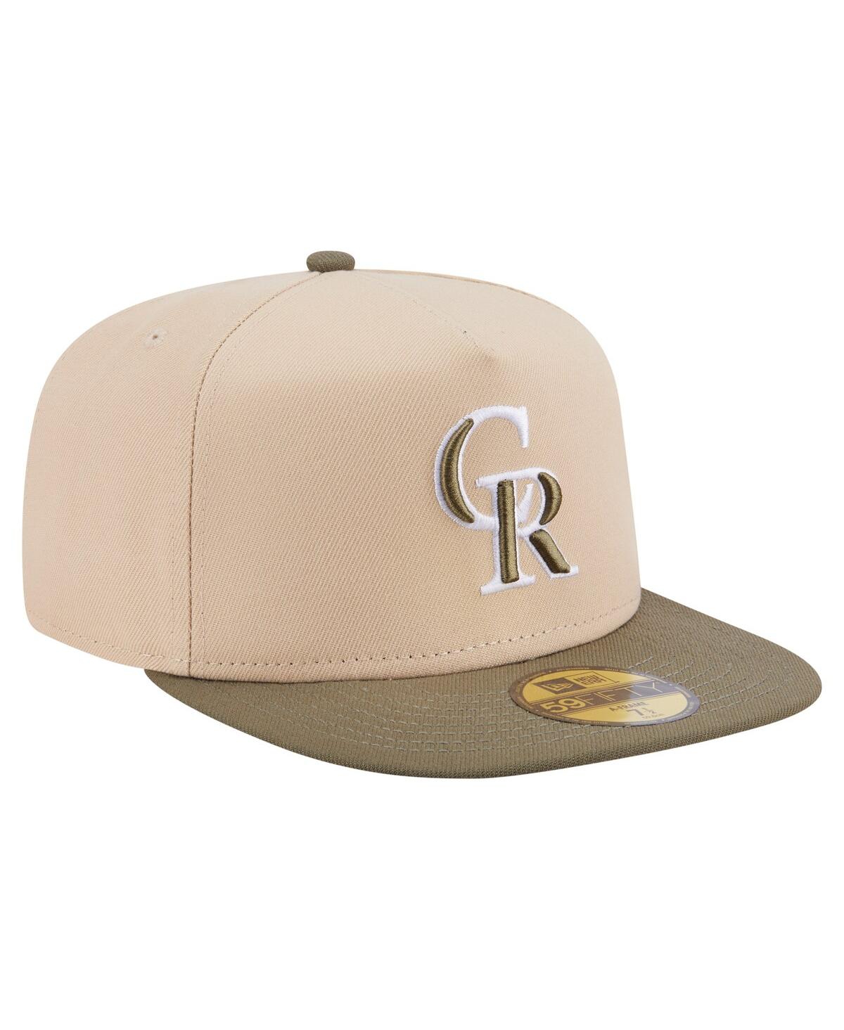 New Era Men's Light Beige/olive Colorado Rockies Two-tone Color Pack A-frame 59fifty Fitted Hat In Multi