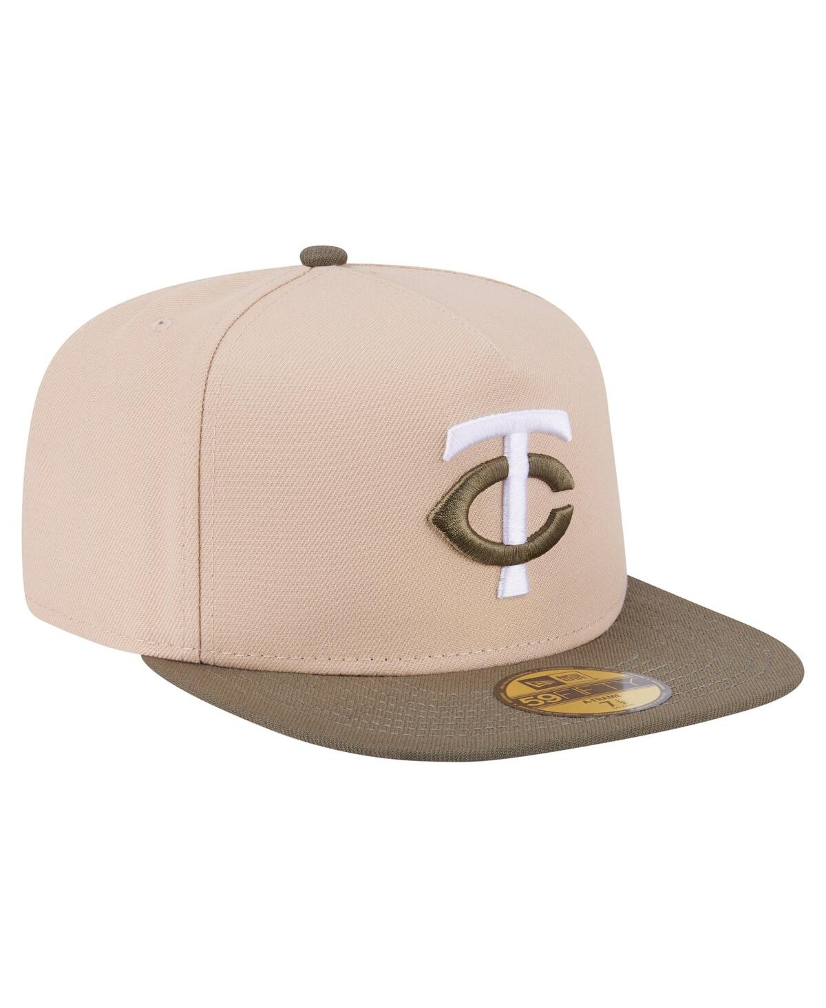New Era Men's Light Beige/olive Minnesota Twins Two-tone Color Pack A-frame 59fifty Fitted Hat In Multi