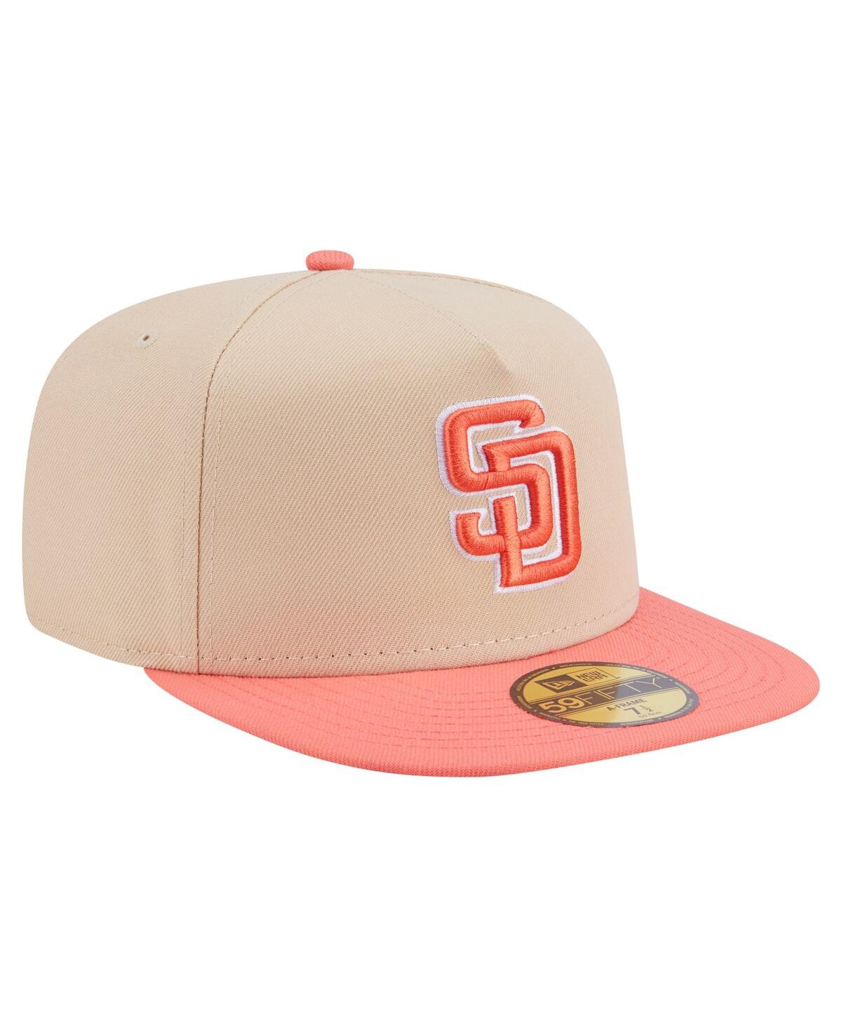 New Era Men's Light Beige/coral San Diego Padres Two-tone Color Pack A-frame 59fifty Fitted Hat