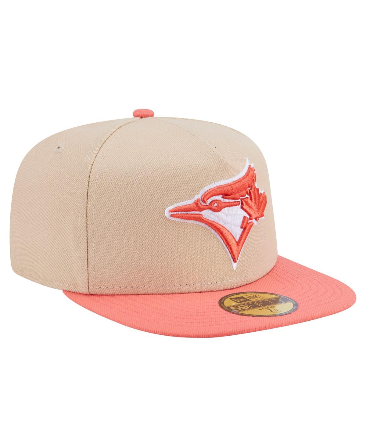 New Era Men's Light Beige/coral Toronto Blue Jays Two-tone Color Pack A-frame 59fifty Fitted Hat