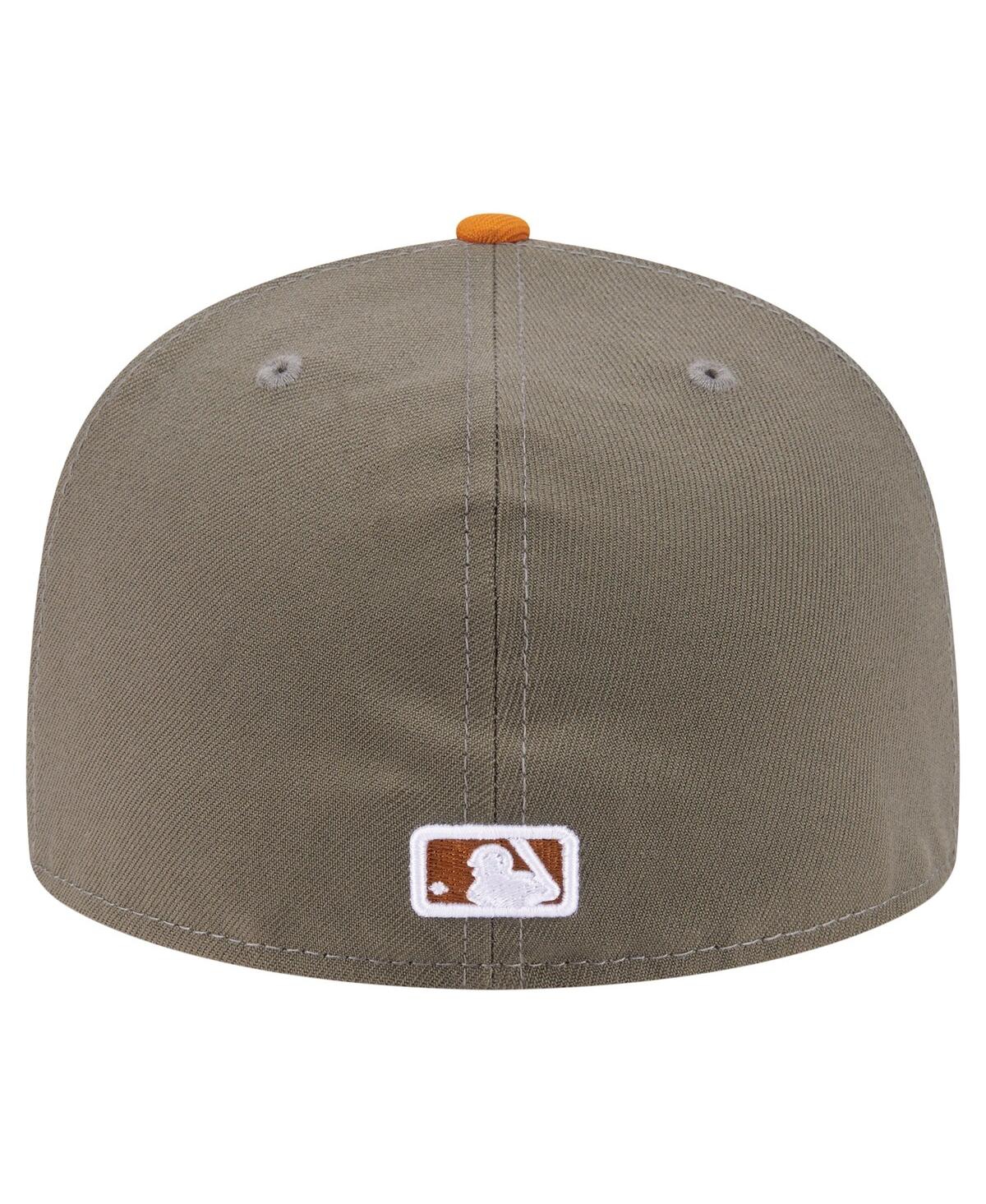 New Era Men's Olive/orange Boston Red Sox Two-tone Color Pack A-frame 59fifty Fitted Hat