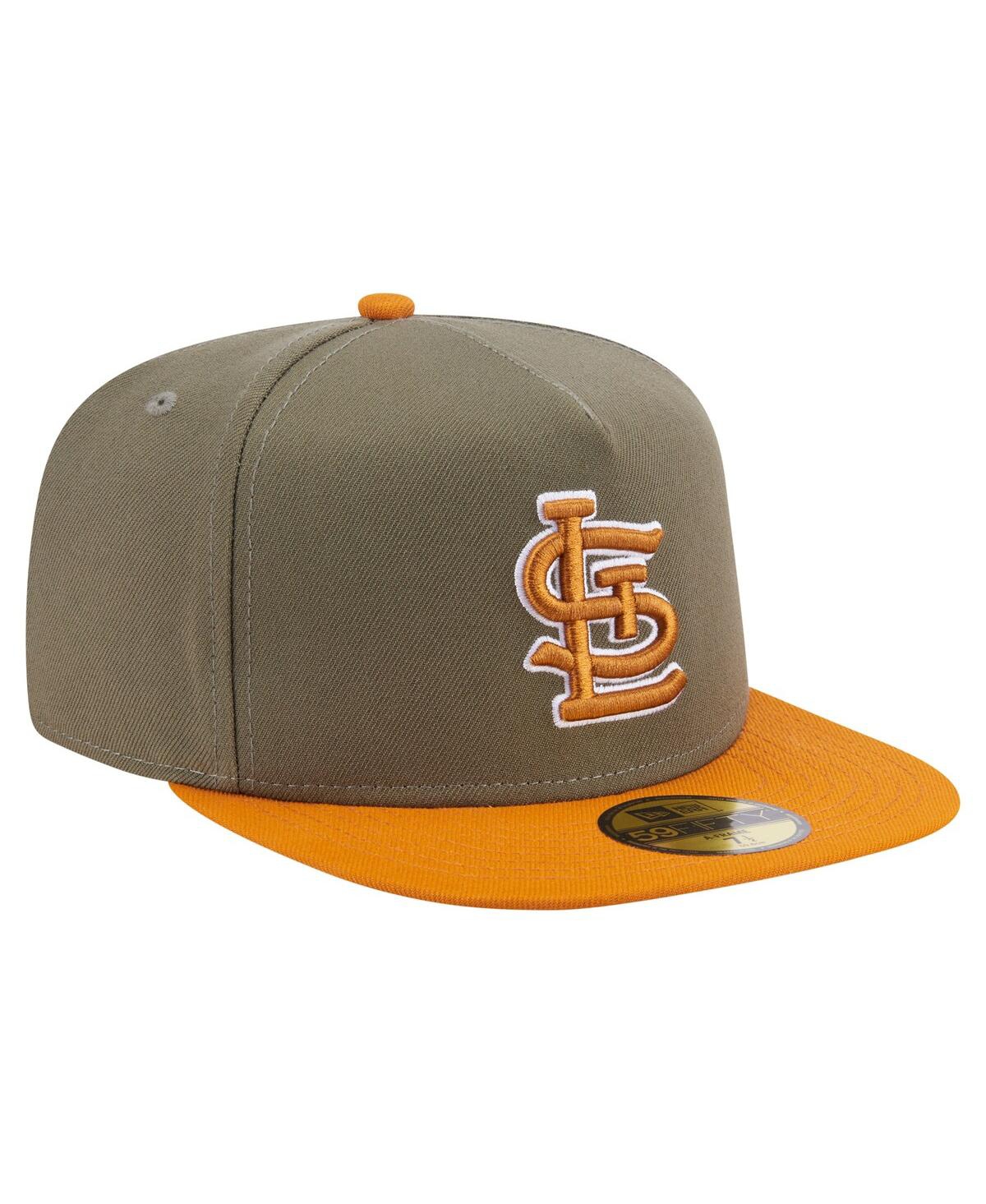 New Era Men's Olive/orange St. Louis Cardinals Two-tone Color Pack A-frame 59fifty Fitted Hat