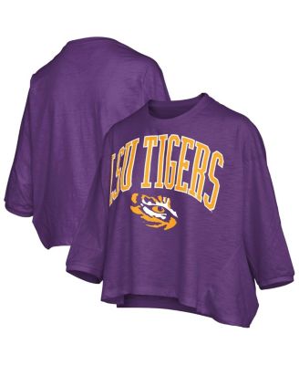 Pressbox - Women's Purple LSU Tigers Midi Arch Over Logo Oversized T-Shirt