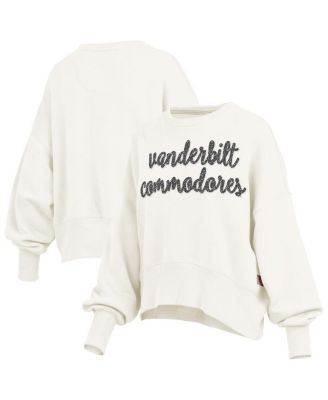 Pressbox - Women's Cream Vanderbilt Commodores Oversized Chelsea Waist Length Pullover Sweatshirt