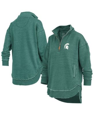 Pressbox - Women's Green Michigan State Spartans Northfork Sojourn Poncho Quarter-Zip Sweatshirt