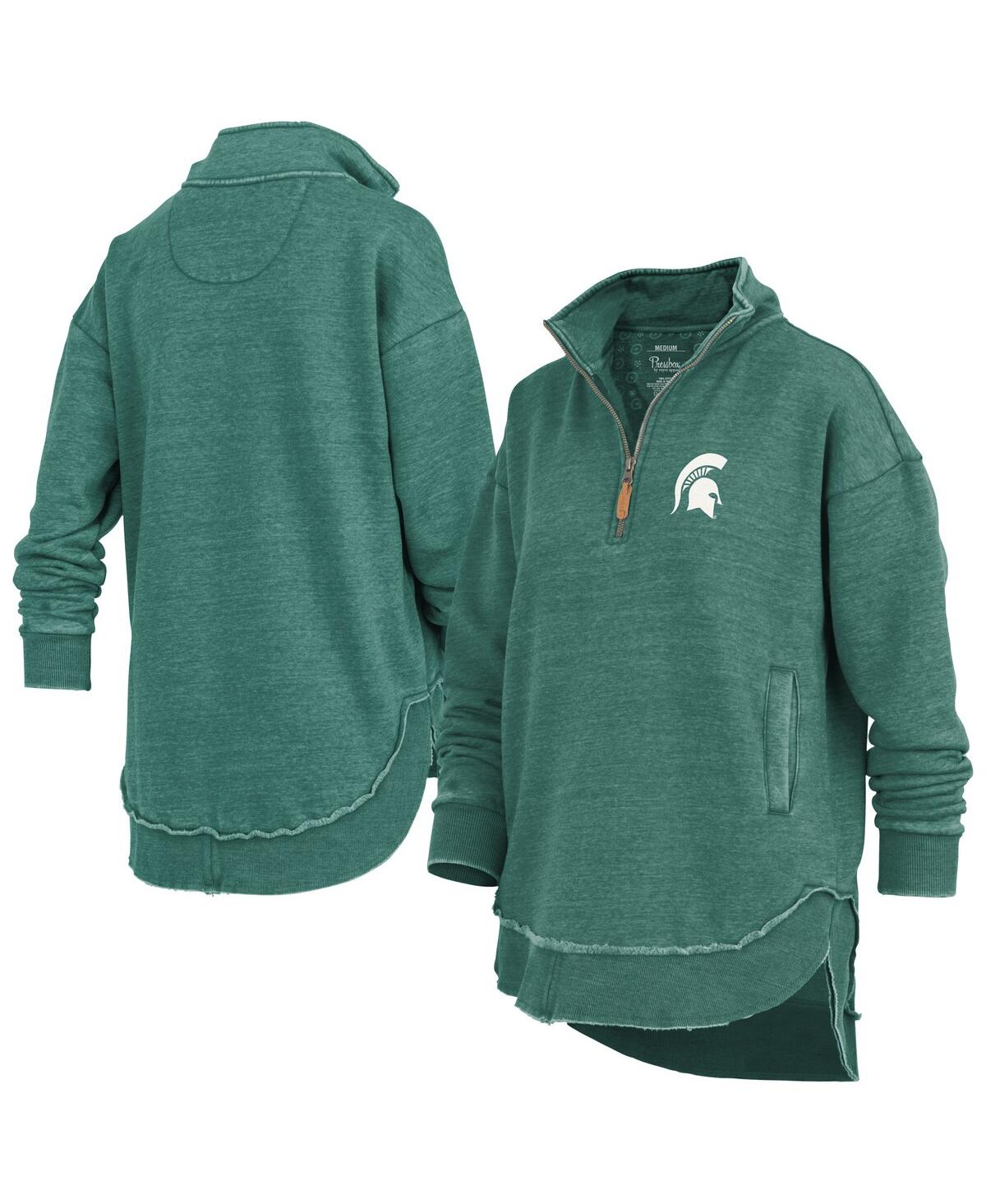 Pressbox Green Michigan State Spartans Northfork Sojourn Poncho Quarter-zip Sweatshirt In Green