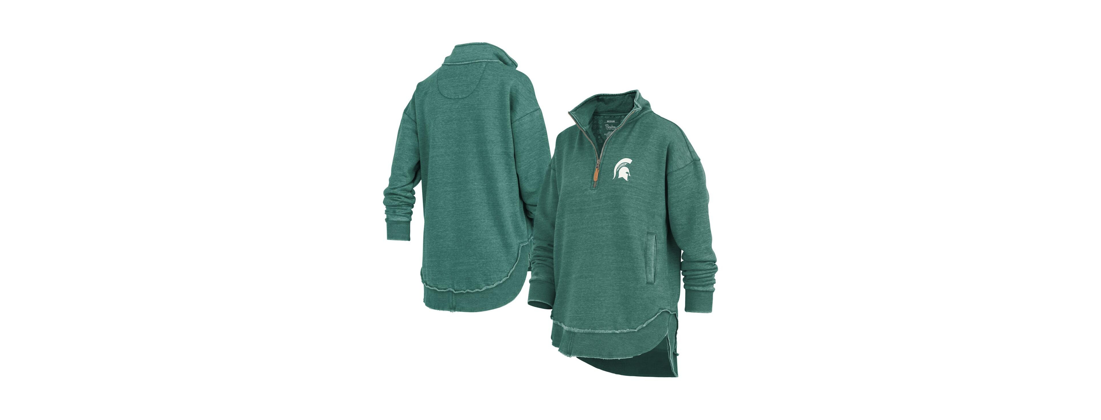 Pressbox Women's Green Michigan State Spartans Northfork Sojourn Poncho Quarter-Zip Sweatshirt