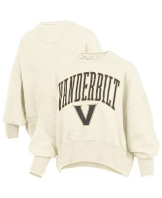 Pressbox - Women's Natural Vanderbilt Commodores Oversized Waist-Length Crewneck Sweatshirt